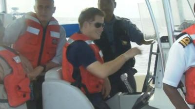 Prince Harry had to switch boats in the Bahamas after the vessel he was travelling in broke down.