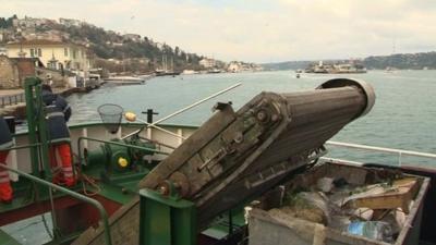 A boat used to clean up the Bosphorus