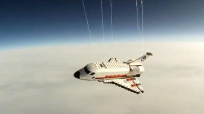 Lego shuttle almost reaches space