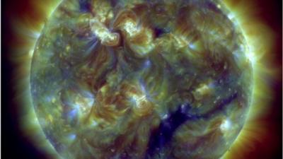 Nasa image showing extreme ultraviolet wavelengths on Sun's surface