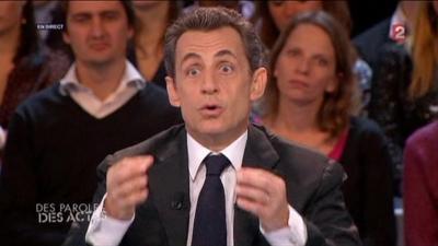 President Sarkozy appears on French television.