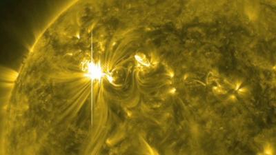 Nasa image showing large solar flare on Sun