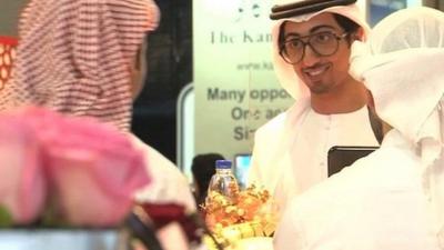 Men at Emirati job fair