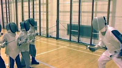 The BBC's Mike Bushell tries his hand at fencing