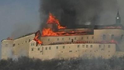 Flames and smoke above Krasna Horka