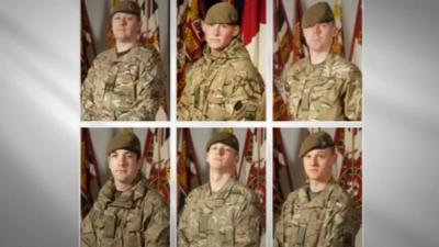 The six soldiers killed in a bomb attack in Afghanistan last week