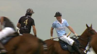 Prince Harry with Argentine opponent Nacho Figueras before game of polo