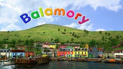 Computer-generated scene of harbour of fictional Scottish village of Balamory