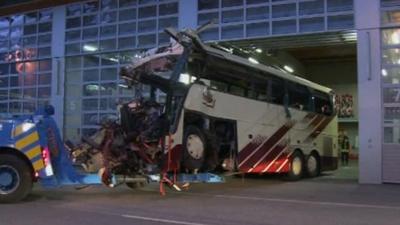 Coach damaged in accident