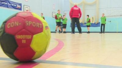 Students at Cardinal Heenan Catholic High School playing handball