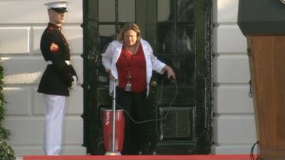 Vacuuming the red-carpet