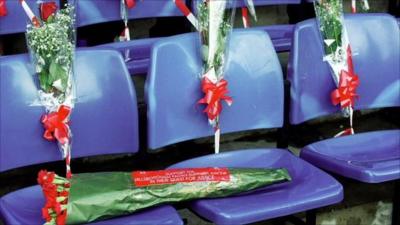 Flowers on football seats