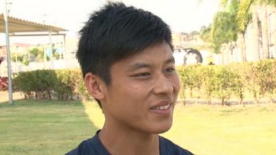 Chinese footballer Chen Zhizhao in Brazil