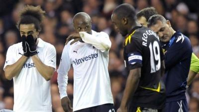 Tottenham and Bolton players look distraught