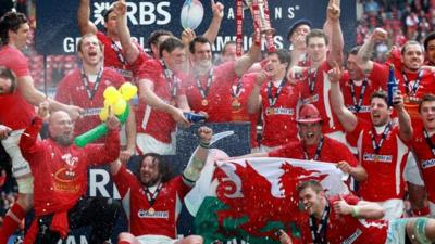 Wales celebrate winning the Grand Slam