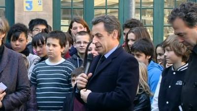 President Sarkozy addresses school children