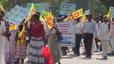 Marches in Sri Lanka as UN urges war crimes probe.