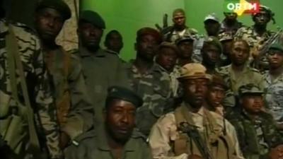 Rebel troops on Malian state TV