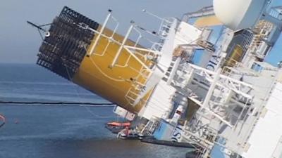 The grounded Costa Concordia.