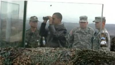 President Obama surveys the DMZ