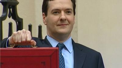 George Osborne and Budget box