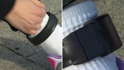 Tag on person's leg