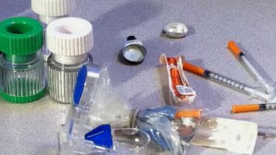 Needles and other paraphernalia used to inject OxyContin