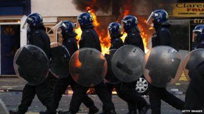 Riot police in Hackney - file photo