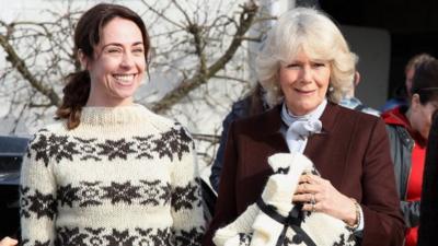 The Killing Actress Sofie Grabol presents Camilla, Duchess of Cornwall with a jumper