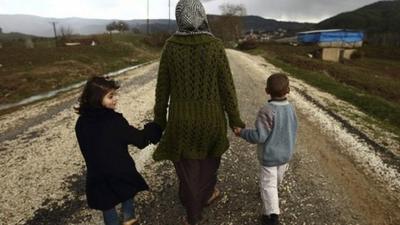 Syrian refugees near Turkish-Syrian border (file image)