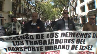 Demonstrators in Jerez, Spain
