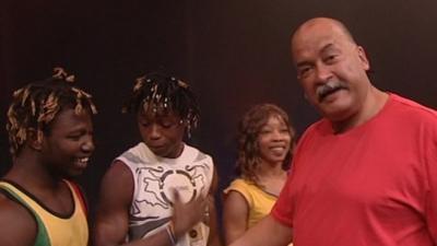 John Pienaar with circus performers