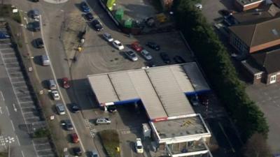 Queues at a London petrol station