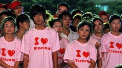 Workers from Foxconn plant in Longhua, Guangdong China