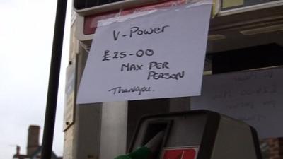 Sign on petrol pump