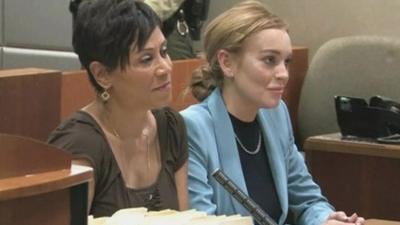 Lindsay Lohan in court with lawyer