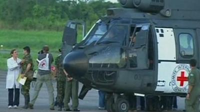 Colombian hostages and rescue helicopter