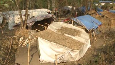 Temporary housing in a Kachin camp