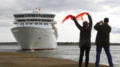 People waving goodbye to the Balmoral