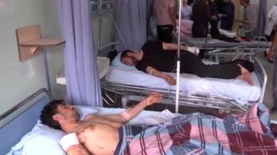 Wounded men in hospital