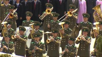 Military band playing in first celebrations