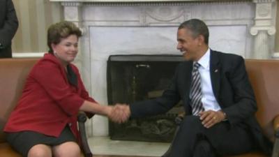 Brazil's President Dilma Rousseff met with President Barack Obama at the White House