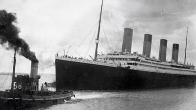 Titanic setting sail from Southampton