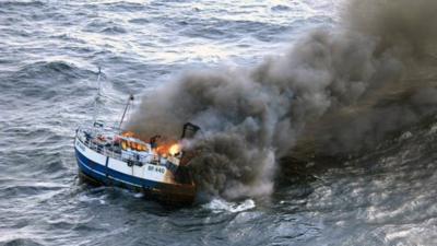 Fire on the 'Onward' fishing boat