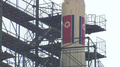 View of North Korean rocket from inside mission control earlier this week.