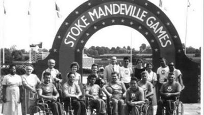 Athletes gathered for the 1948 International Wheelchair Games