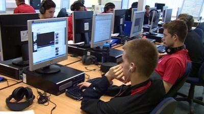 Pupils at the new Champions Centre at Nottingham's City Ground