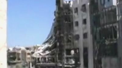 Building damaged by attacks in parts of Syria.