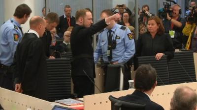 Anders Behring Breivik arrives in an Oslo court