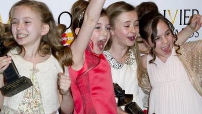 Matilda actresses Sophia Kiely, Eleanor Worthington-Cox, Kerry Ingram and Cleo Demetriou